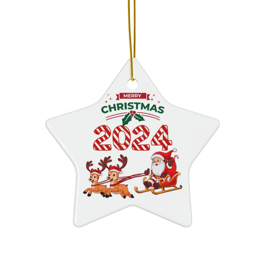 Merry Christmas 2024 Ceramic Ornament