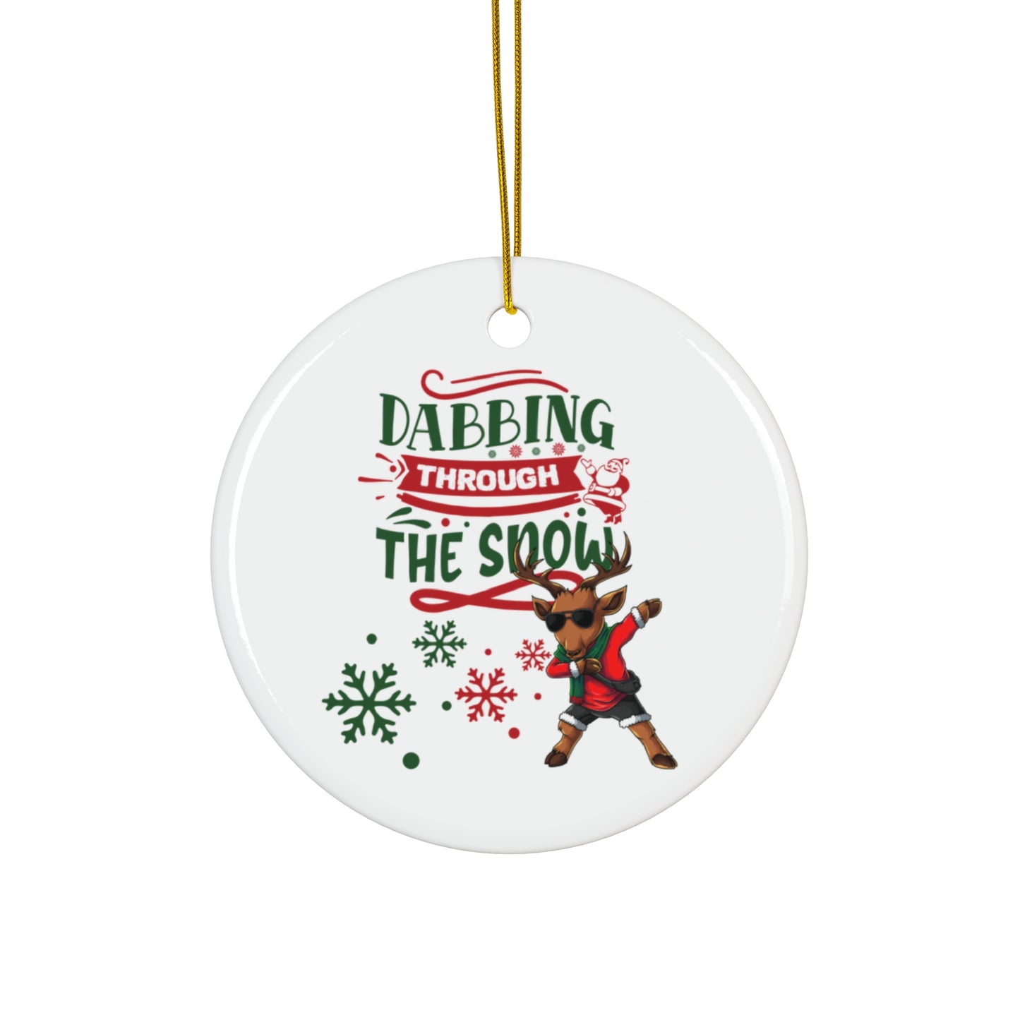 Dabbing through the Snow Ceramic Ornament