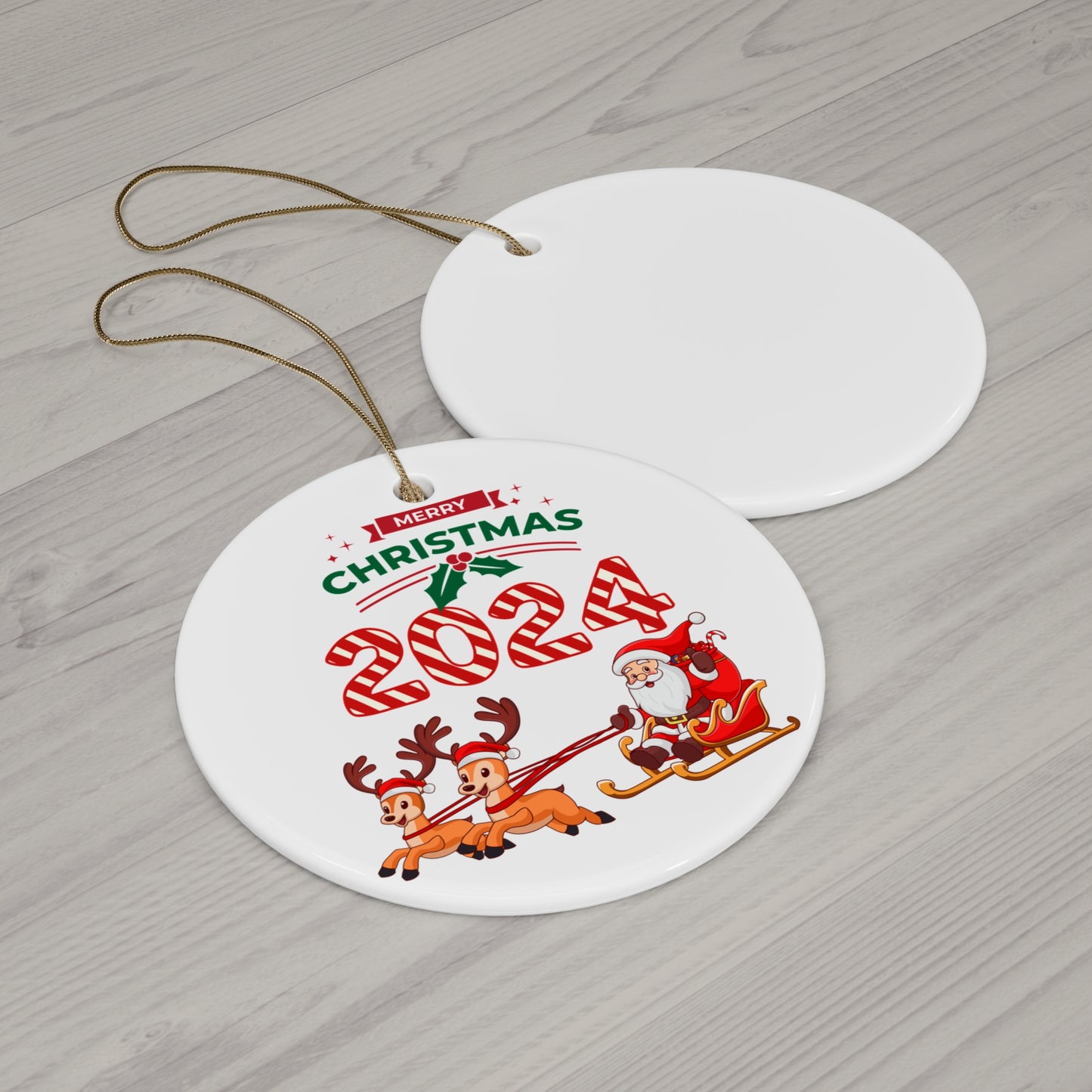 Merry Christmas 2024 Ceramic Ornament