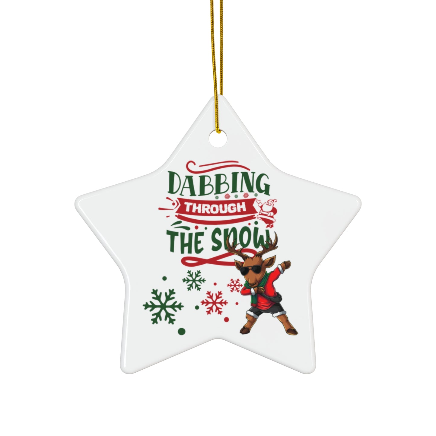 Dabbing through the Snow Ceramic Ornament