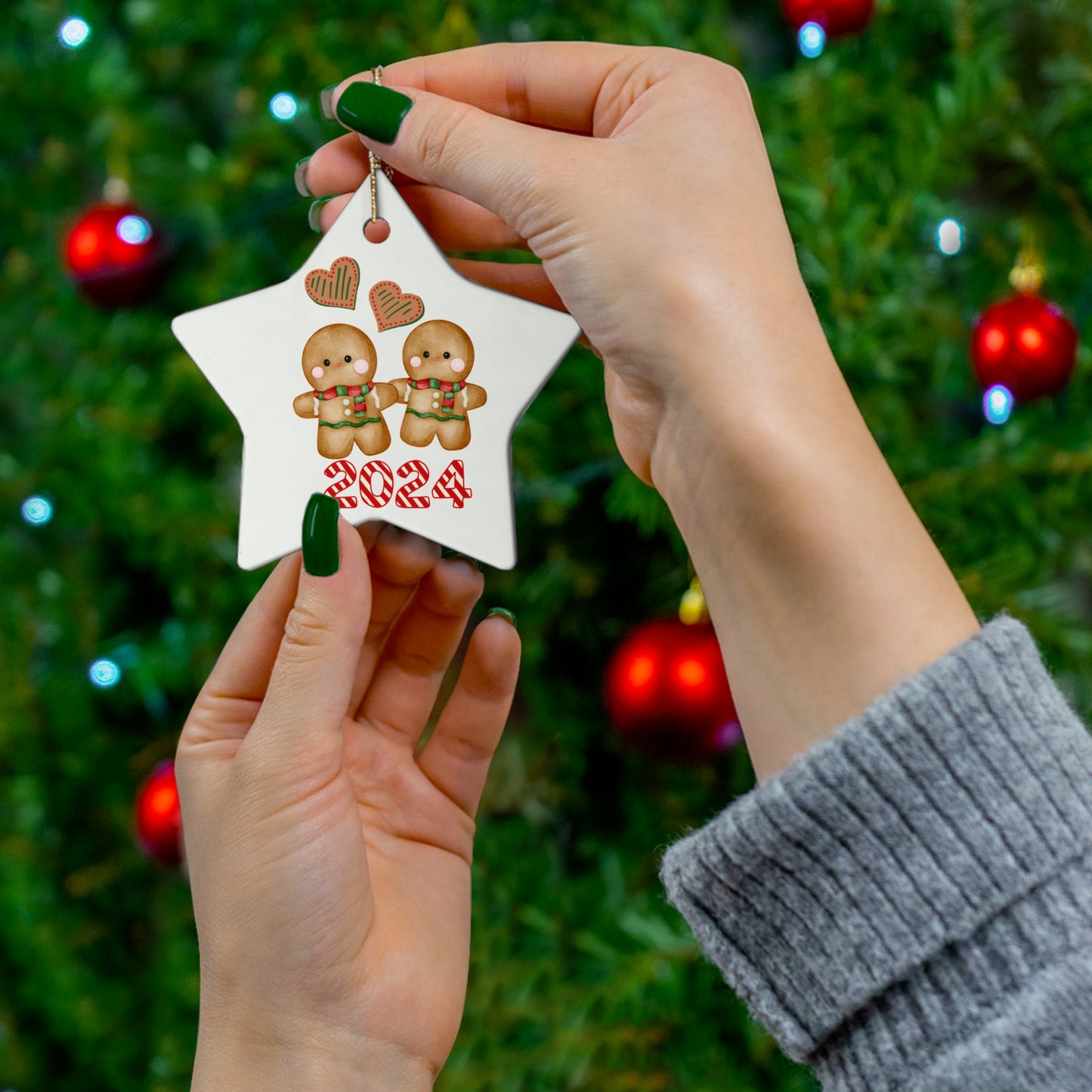 2024 Gingerbread Couple Ceramic Ornament