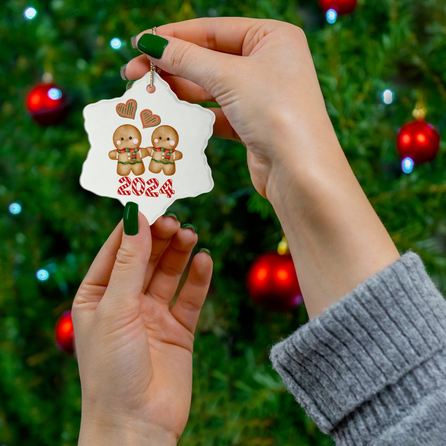 2024 Gingerbread Couple Ceramic Ornament