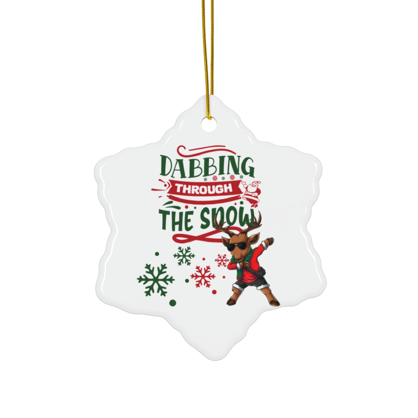 Dabbing through the Snow Ceramic Ornament