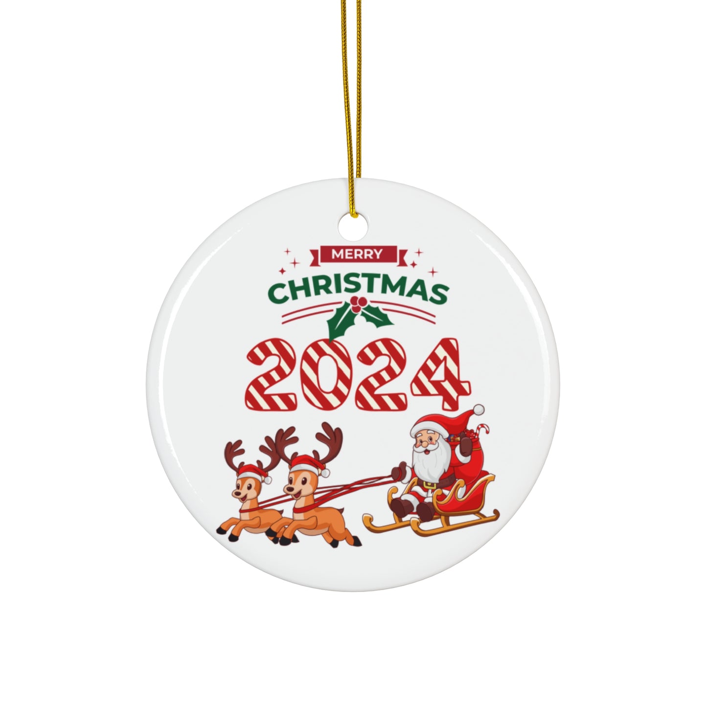 Merry Christmas 2024 Ceramic Ornament